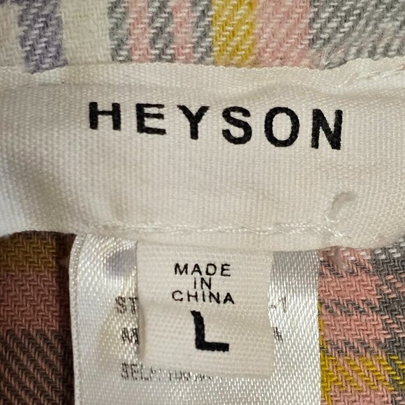 WOMENS FLANNEL CAPE SHIRT FLANNEL PLAID PINK AND GRAY HIGH LOW HEM EUC SIZE LG - Picture 6 of 8